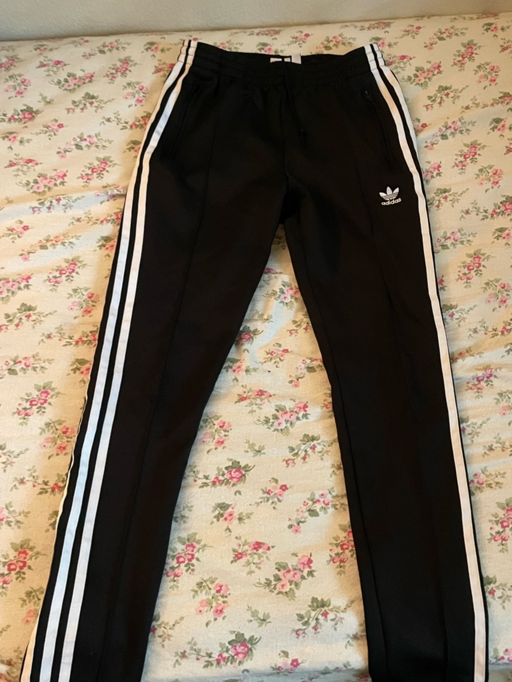 adidas Black Athletic Track Pants with White Stripes - Women’s